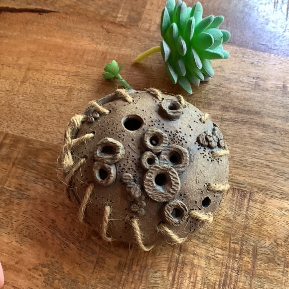 Art | Handmade Pottery W Twine Stitching Pod W Many Holes For ...